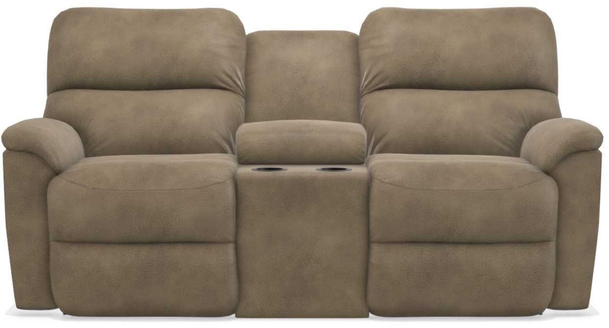 La-Z-Boy Brooks Mushroom Power Reclining Loveseat With Headrest And Console image